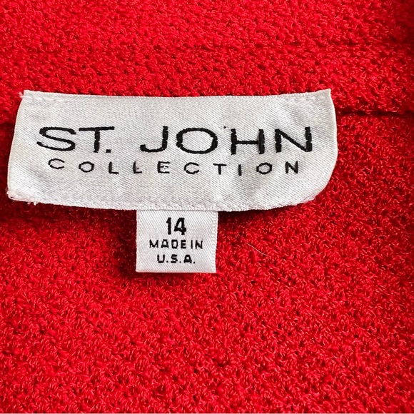 St. John Collection Red Santana Knit Button Front Blazer 
Jacket Pants Suit - Picture 5 of 17
